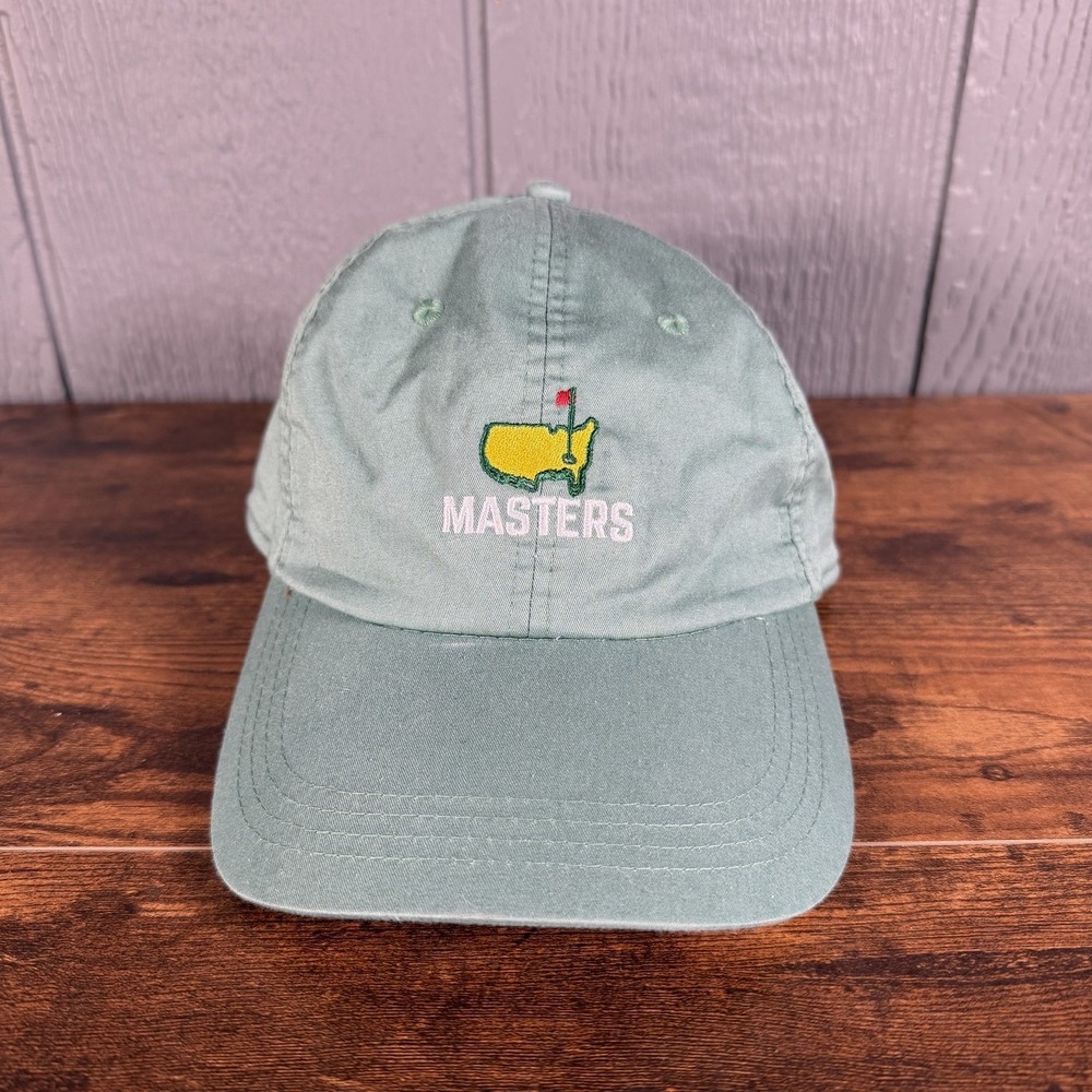 The Masters Augusta National Golf Hat Cap Strap Back Light Green Logo Golfer